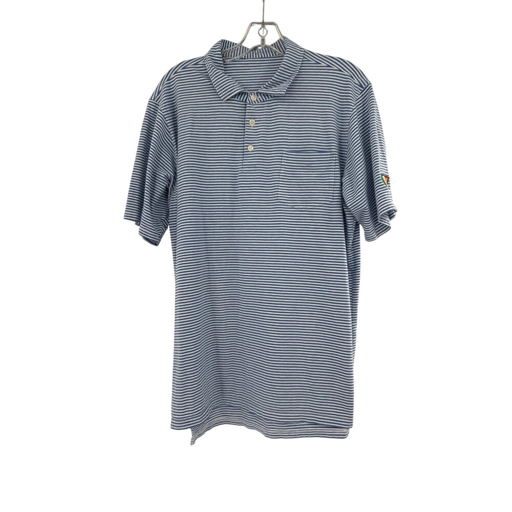 B. Draddy Mens Striped Polo Shirt L  Embroidered Sleeve‎ Ireland Flag Emblem
